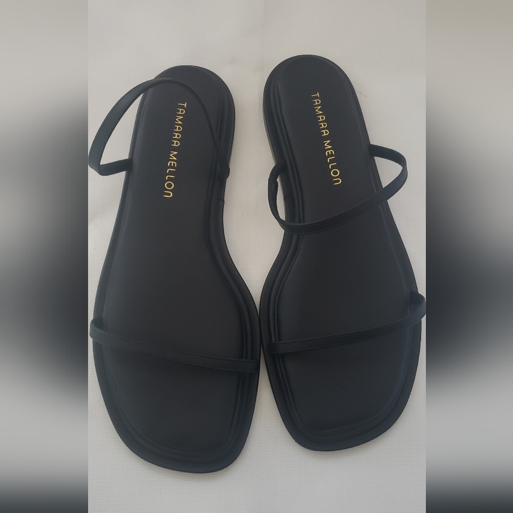 TAMARA MELLON Console Nappa Sandal in black. Size 39.5